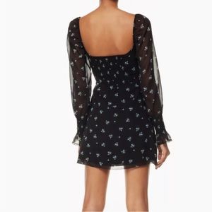 Aritzia Emmylou Black Floral Ruffle Sleeve Dress